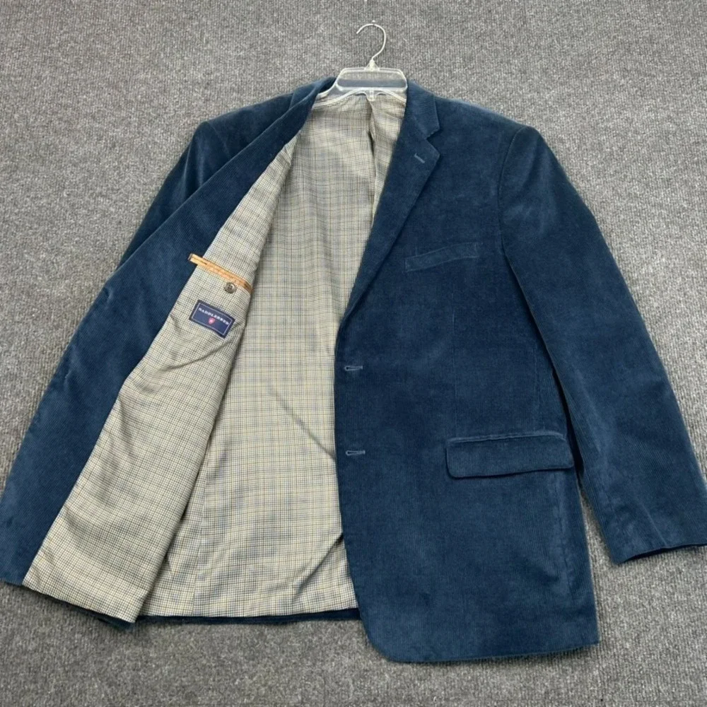 Saddlebred Men's Sport Coat 44 R Navy Blue Corduroy Classic Preppy